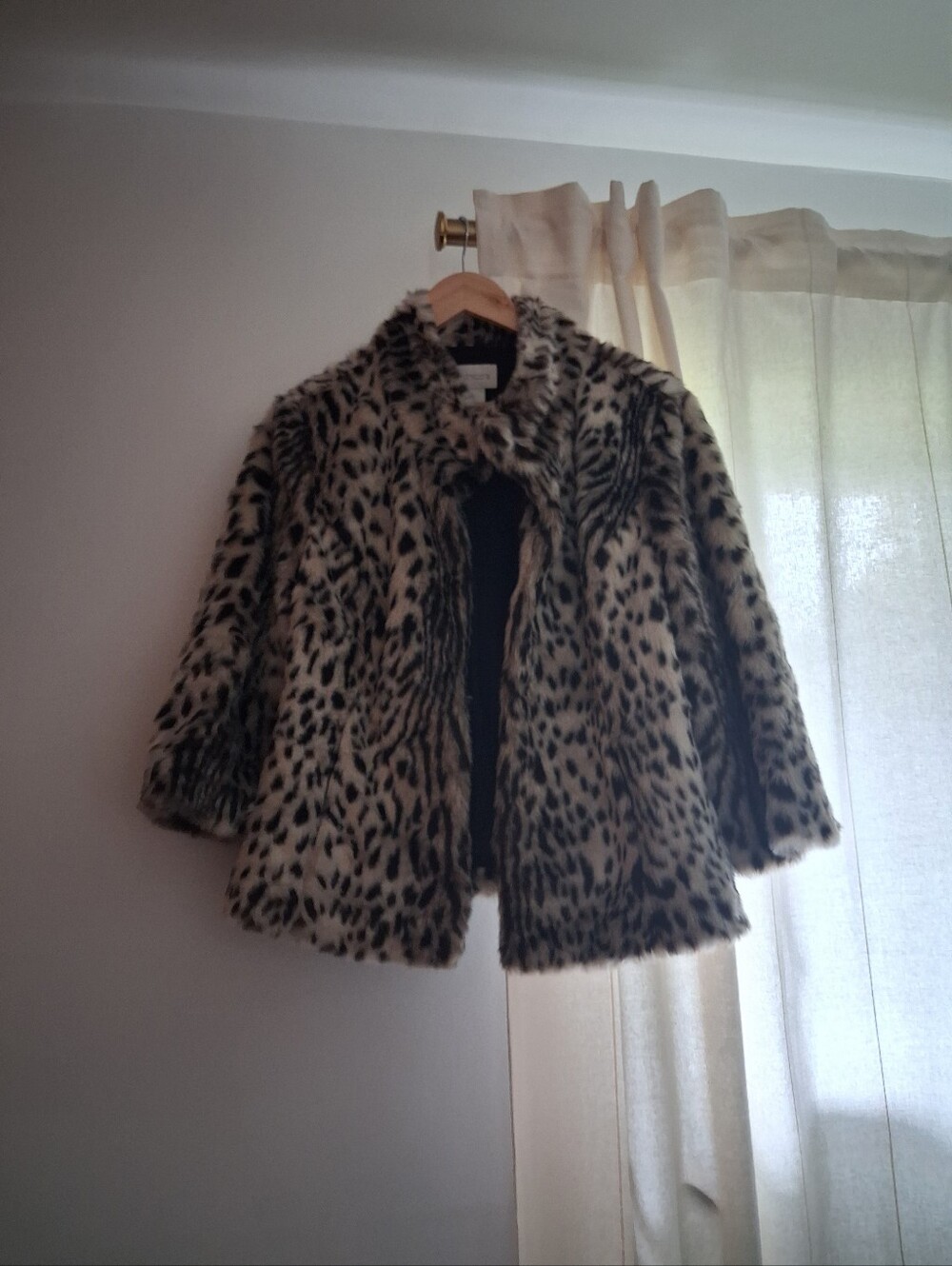 Chico's Faux Fur Snow Leopard Coat